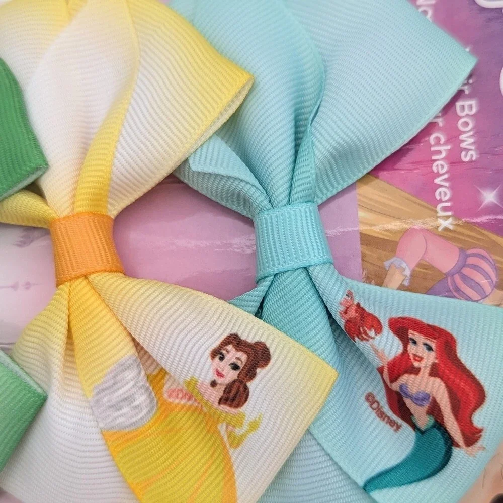 NWT 7 Colorful Disney Princess Hair Bow Clips